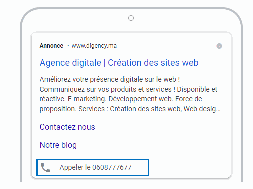Extension appel Google Ads -  DIGENCY